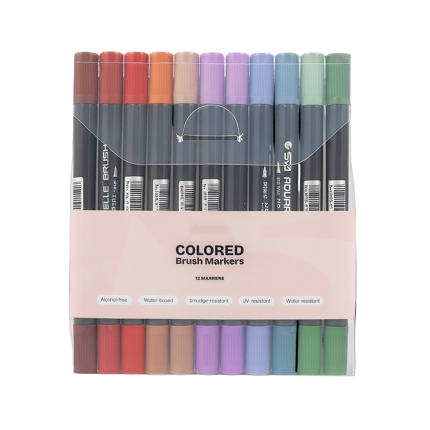 12-Piece Colored Brush Markers