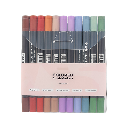 12-Piece Colored Brush Markers